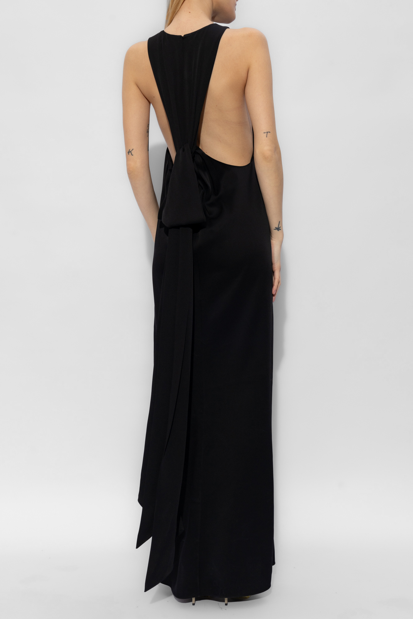 ワンピース SAINT LAURENT Black Stretch Viscose Blend Dress Saint Laurent Black Viscose Maxi Dress with Cut-Out Detail